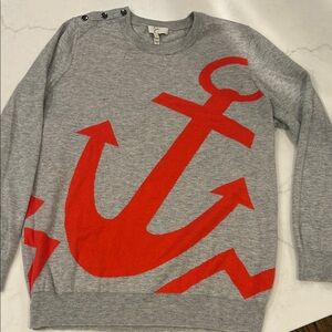 Joke Gray Sweater with Red Anchor Graphic -small
